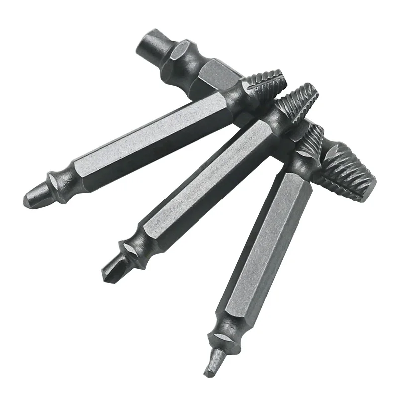 4Pc Double Ended Screw Extractor Broken Breakage หัวสกรู Extractors ไม้ Bolts Remover สารสกัดจากเจาะเครื่องมือ1 #2 #3 #4 #