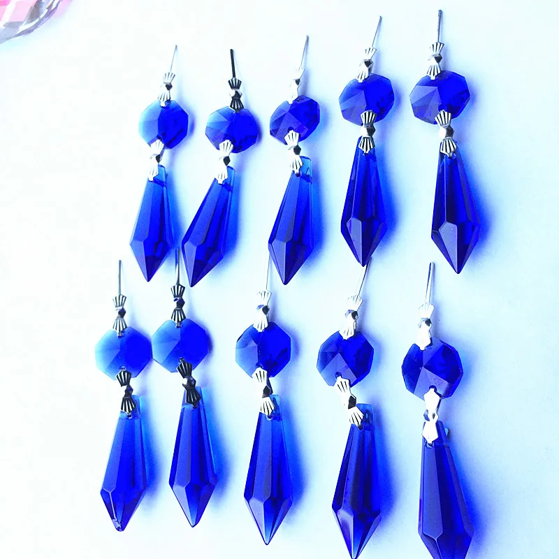 Hot 20pcs/lot Blue Crystal Glass Chandelier Icicle Drop Pendants Hanging Lighting Lamp Parts For Wedding Cake Topper Decoration