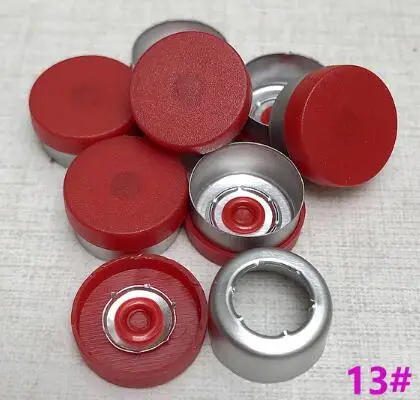 200pcs 13mm 알루미늄 플라스틱 캡 색상 옵션 크림프 유리 바이알용 제약 캡 알루미늄 플라스틱 캡 반 눈물