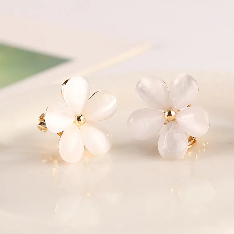 JIOFREE NEW Fashion Flower Opal Clip on Earrings Without Piercing for Women Jewelry Wholesale