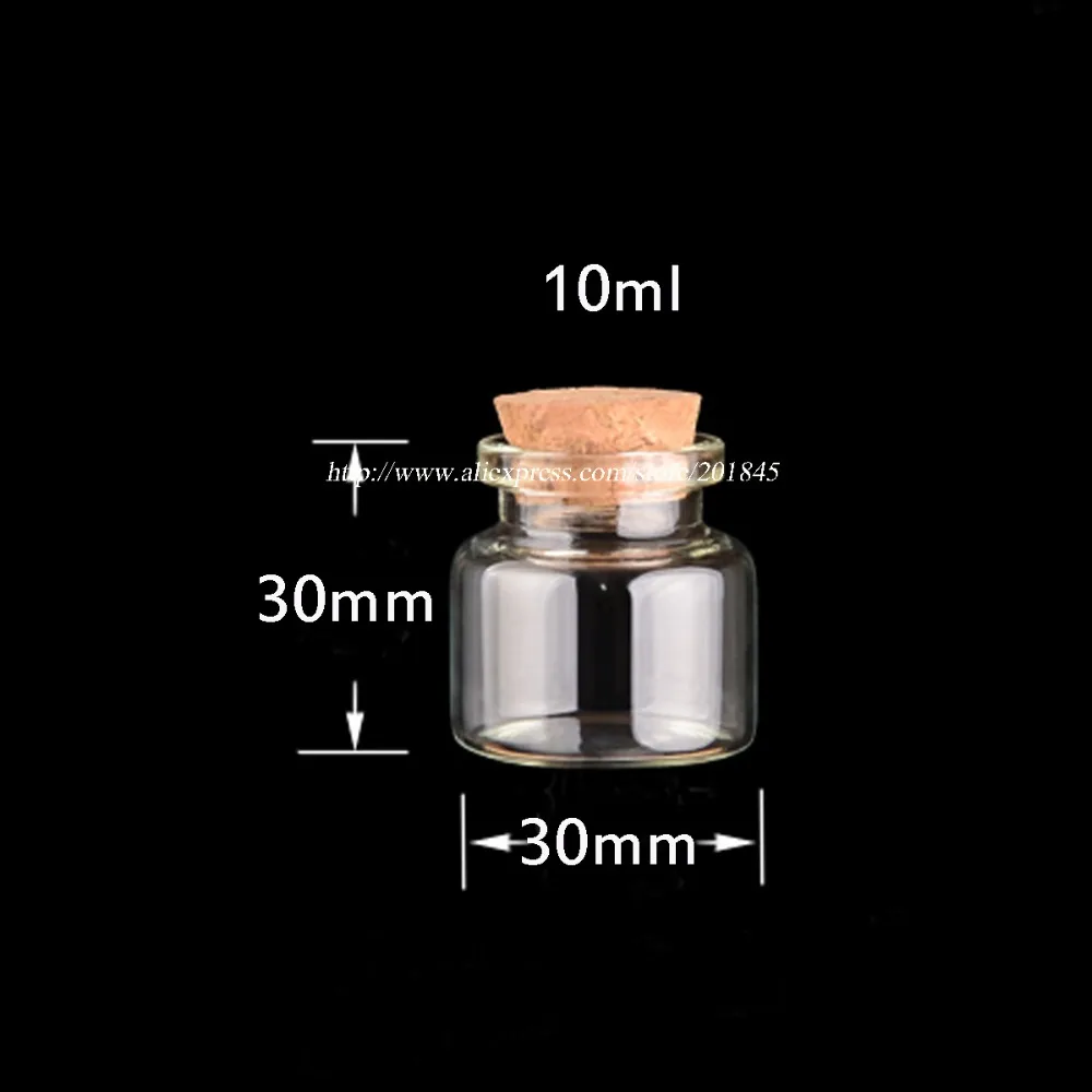 10 Pcs/Lot Clear Empty Glass Bottles With Cork DIY Transparent containers of small pieces and essential oil 30mm 10ml 15ml 20ml