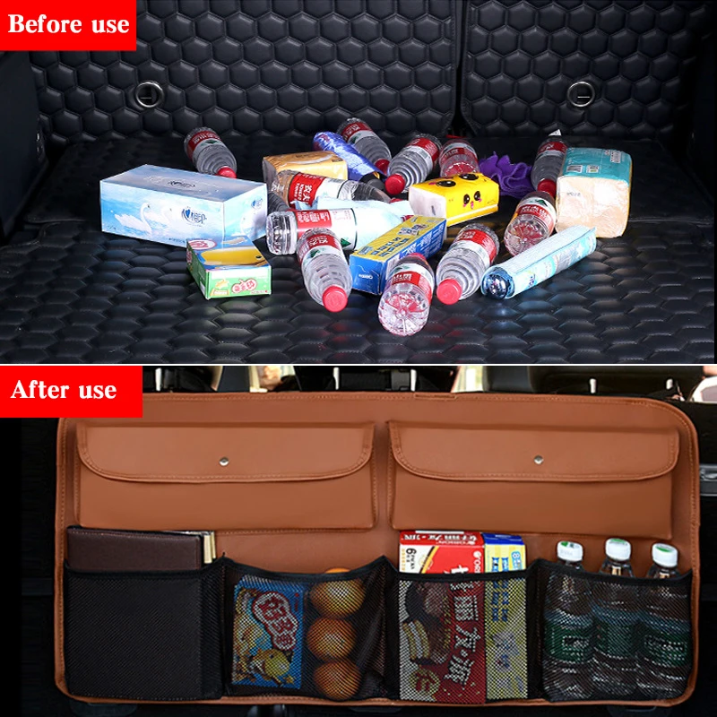 Car Trunk Storage Bag Leather Stowing Tidying Bag Organizer Storage Suspension style of chair back auto trunk receptacle bag