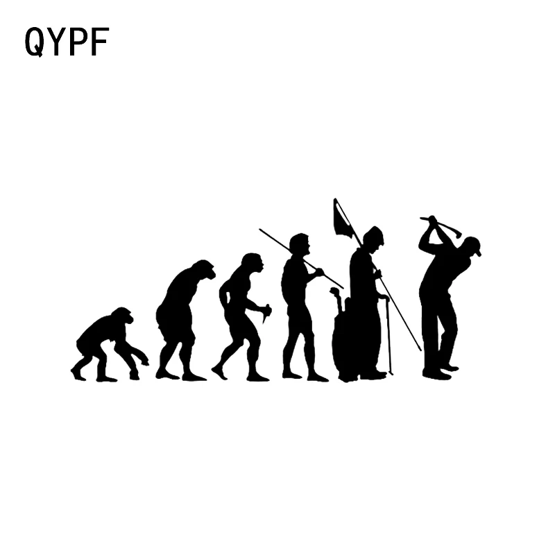 QYPF 14.1*6.3CM Evolution Golfing Vinyl Decal Sports Decor Car Sticker Silhouette Extreme Movement C16-1526