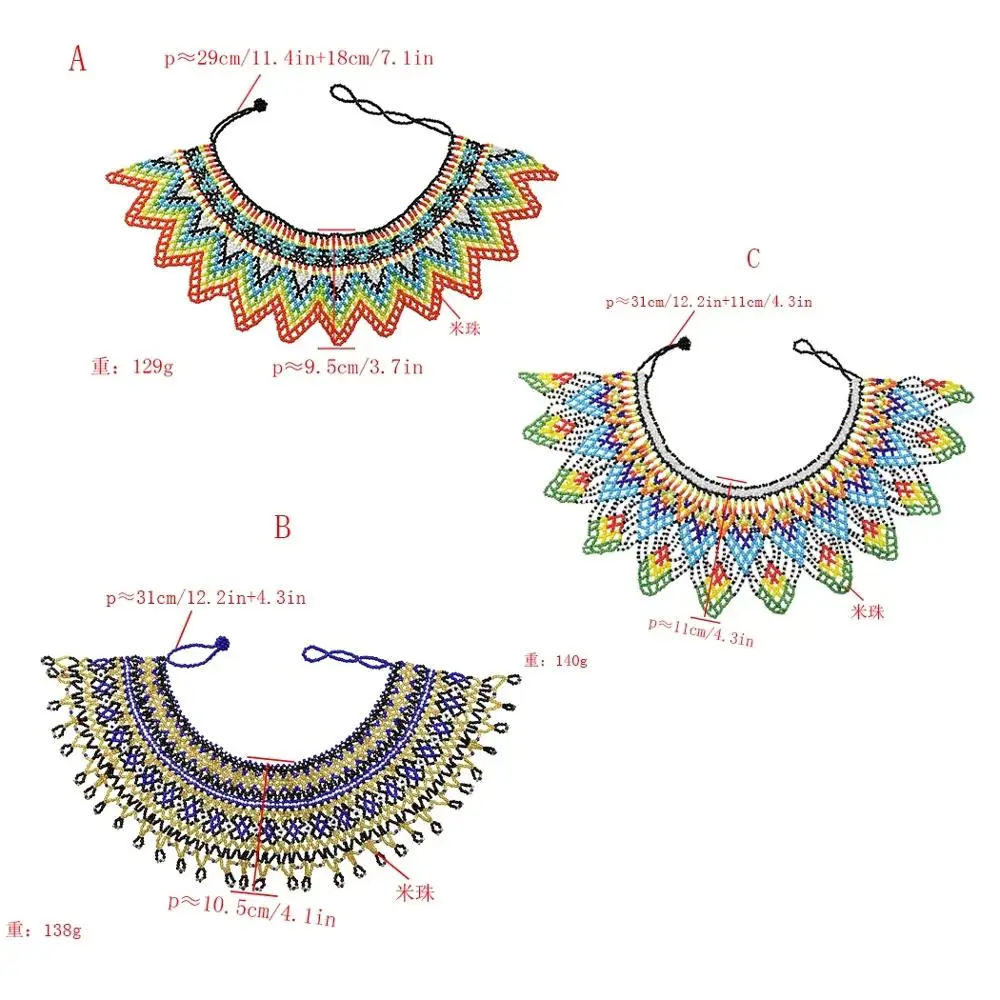 Classic African Ethnic Resin Bead Chunky Necklace For Women Boho Multilayer Mesh Bib Collar Statement Maxi Indian Tribal Jewelry