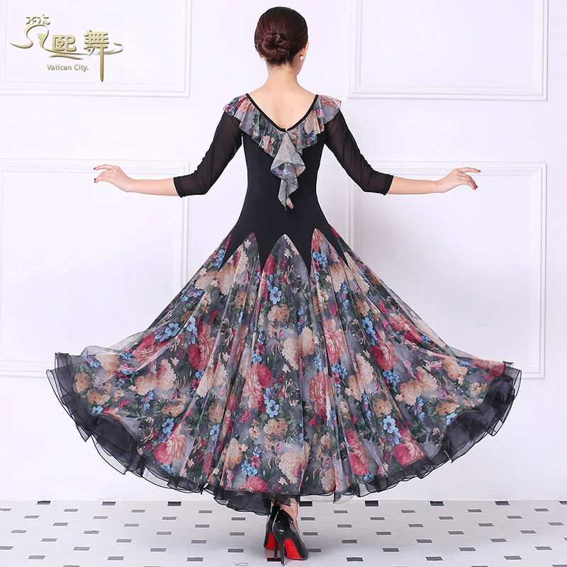 Phụ nữ Tùy Phòng Khiêu Vũ Múa Váy Cô Gái Nhảy Múa Cạnh Tranh Dress Tango Flamenco Waltz Nhảy Múa Phong Tục Phù Hợp Với Tiêu Chuẩn D-0364