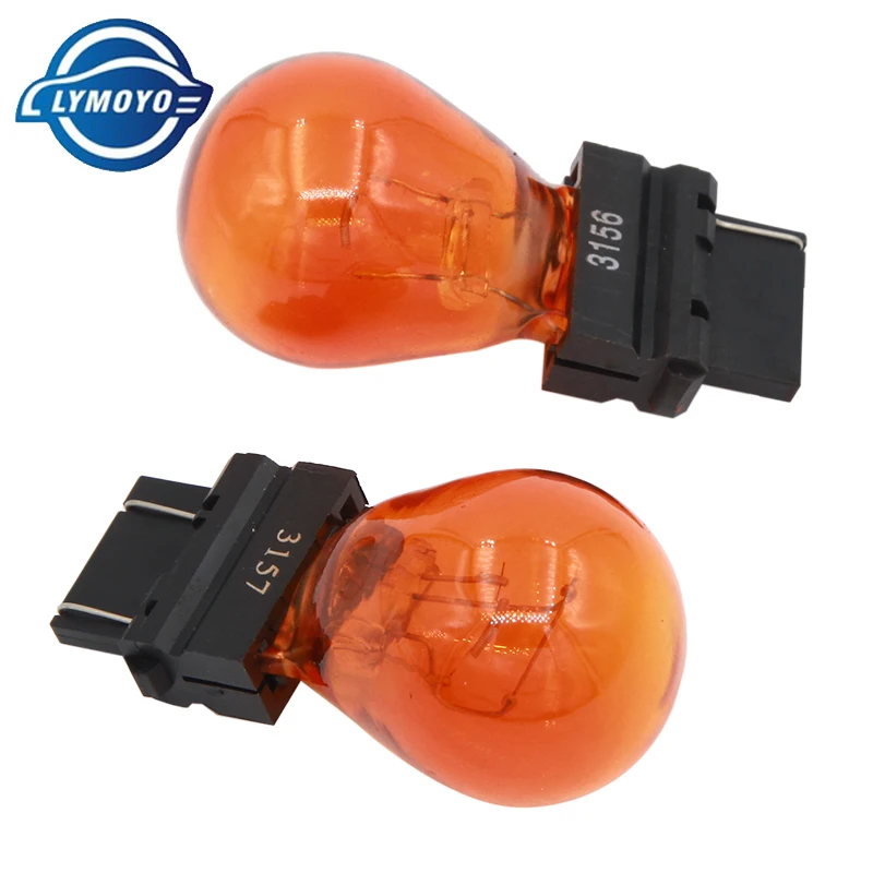 LYMOYO 10pcs T25 3156 3157 P27W 12V 27W clear car external Turn signal Lights bulb halogen lamp drl high quality Amber white