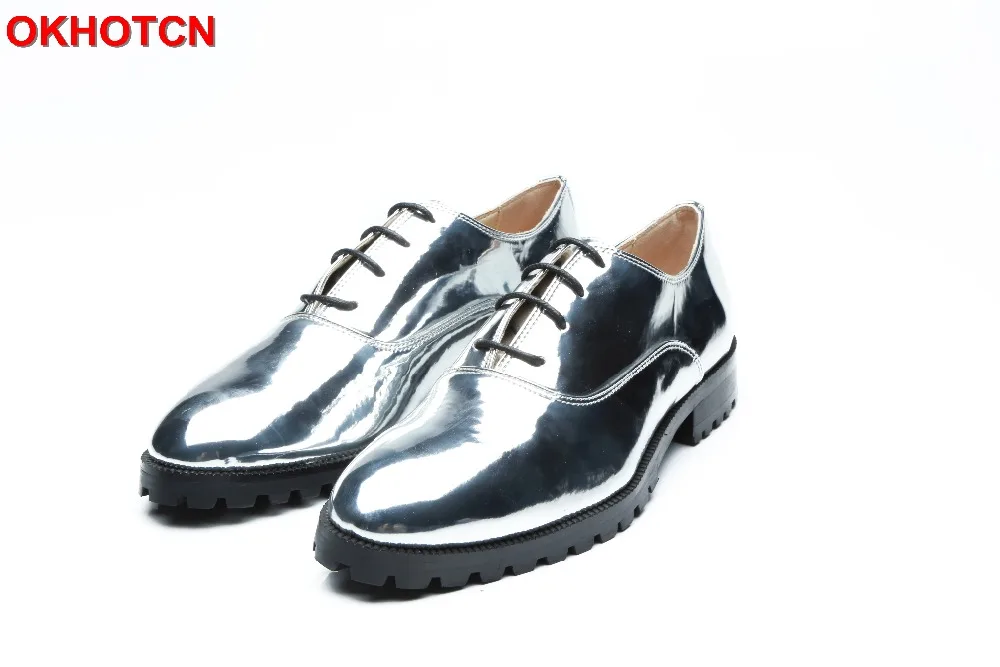 

Silver Luxury Designer Shoes Mens Rubber Sole Shoe Handmade Lace Up Oxford Leather Men Shoes New Italian Brand Moccasin Loafers