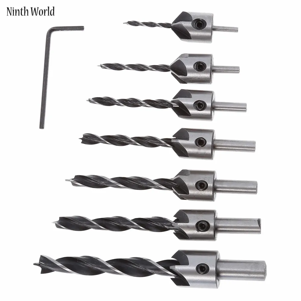 7 Cái/bộ HSS 5 Sáo Mũi Khoan Bộ Mũi Khoan 3Mm-10Mm Thép Tốc Độ Cao Có Ngăn Gỗ Công Suất dụng Cụ Chamfer Chất Lượng Hàng Đầu