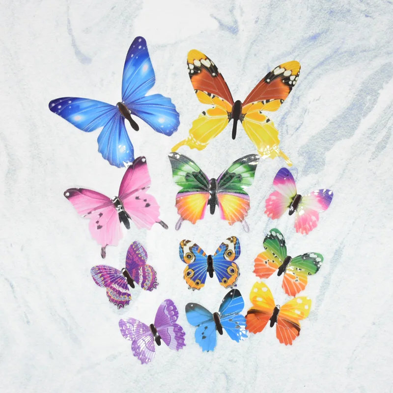 2 packs 3d cute butterfly stickers 12 pieces / bag wallpaper children stickers can be illuminated at night