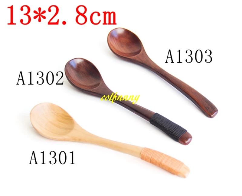 500pcs/lot 13*2.8cm Round Wood Spoon with Yarn Flatware Kitchen Tool Soup Dessert Coffee Stirring Kids Ice Cream Wooden spoons