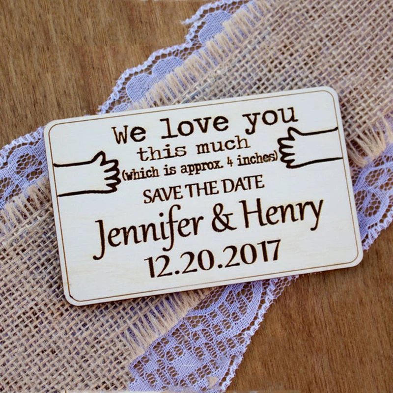 Funny Wedding Custom Save the Date, Wood Magnet, Laser Engraved Wooden Card, Lover Country Wedding decor