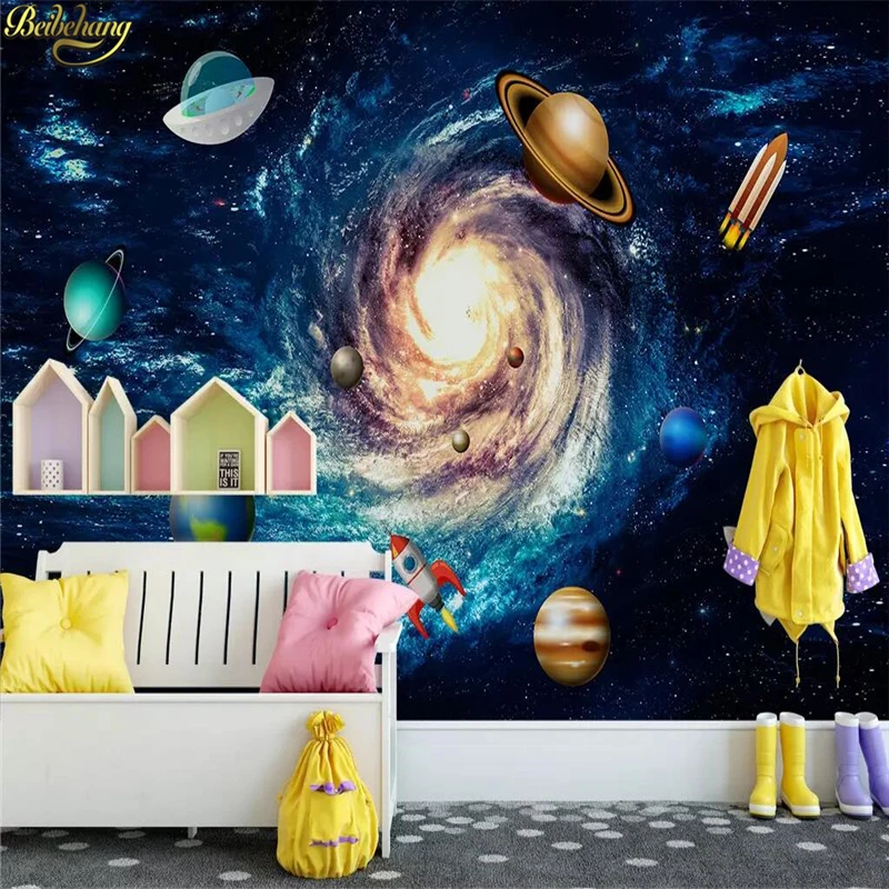 beibehang custom Nordic minimalist space universe Photo Wallpaper Modern Mural children's room background 3D wall paper painting