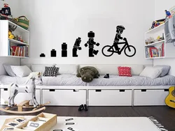 Evolution Of The Cycling Lego man Wall Art Sticker Childrens Vinyl Mural Nursery Home Decor Mural Wallpaper D350