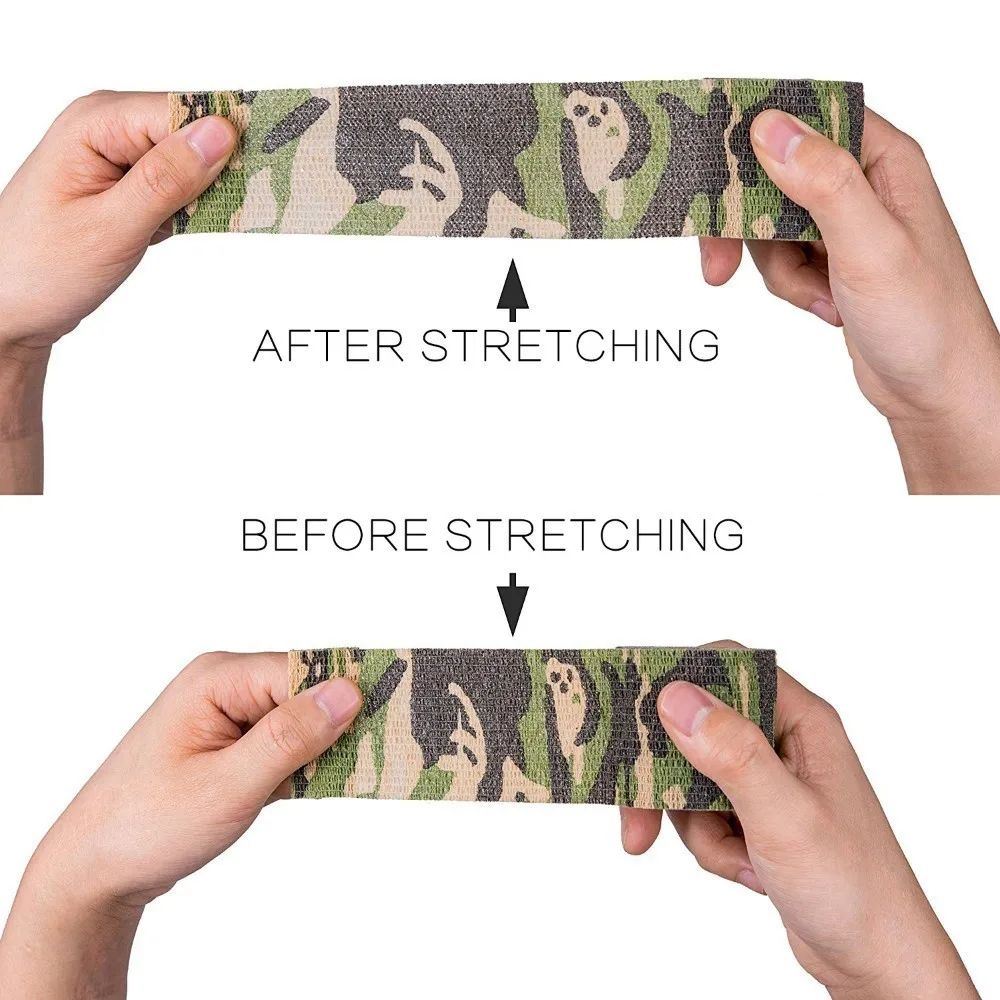 Camping Hiking Self Adhesive Camouflage Elastic Tape Camo Wrap Outdoor Tools Military Tactical EDC Survival Bandage 5*450cm