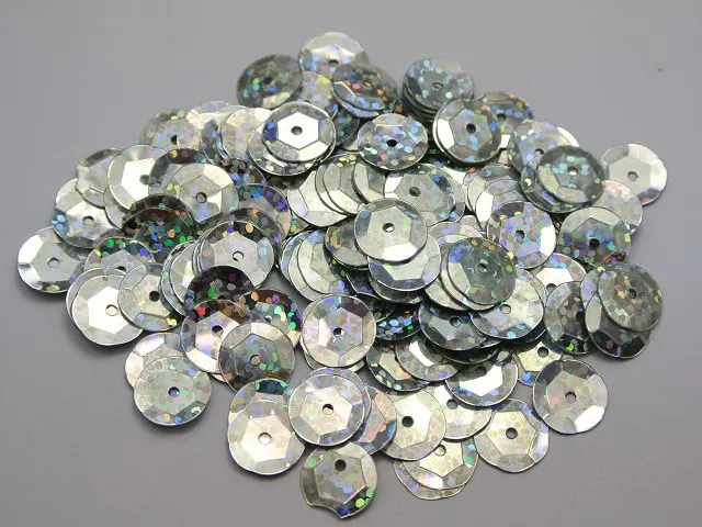 2000 Silver Laser Hologram 10mm CUP round loose sequins Paillettes sewing Wedding craft