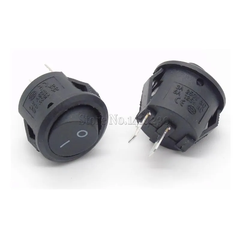 500Pcs 16mm Diameter Small Round Rocker Switches Black Mini Round Black 2 Pin ON-OFF Rocker Switch