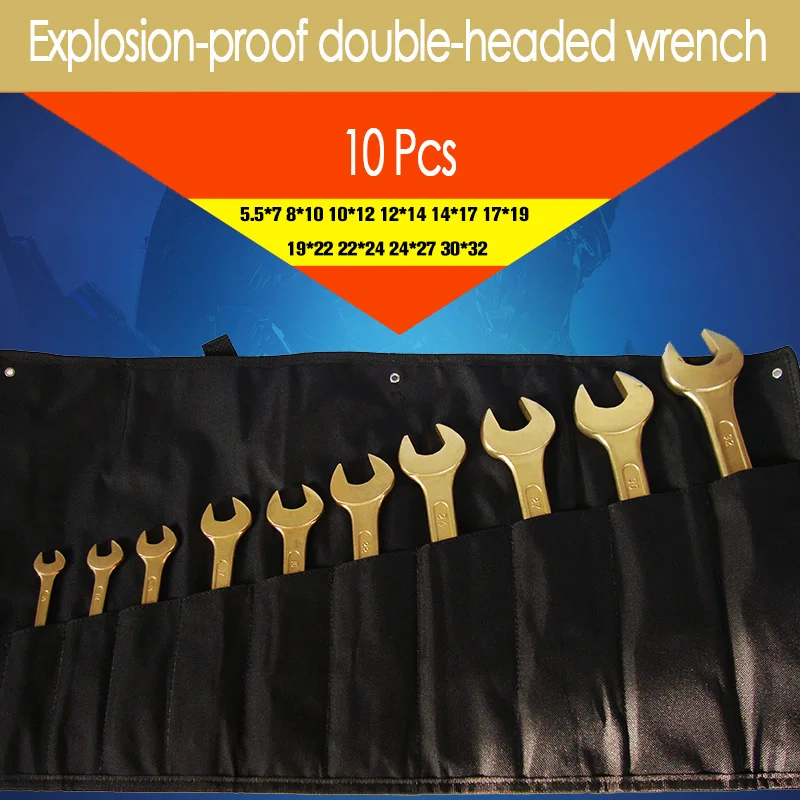 

10 pcs Double Open End Wrench Spanner Sets,Non sparking Copper Alloy Hand Tools.