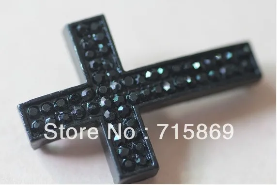 

37x25x6mm 200pcs/lots black rhinestone alloy cross connectors links.pave cross bracelet beads