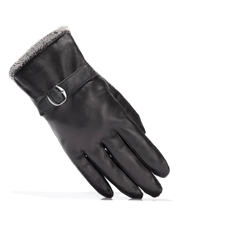 

NEW Leather winter guantes warm sheepskin Gloves men Leather gloves simple prevent cold Gloves for men