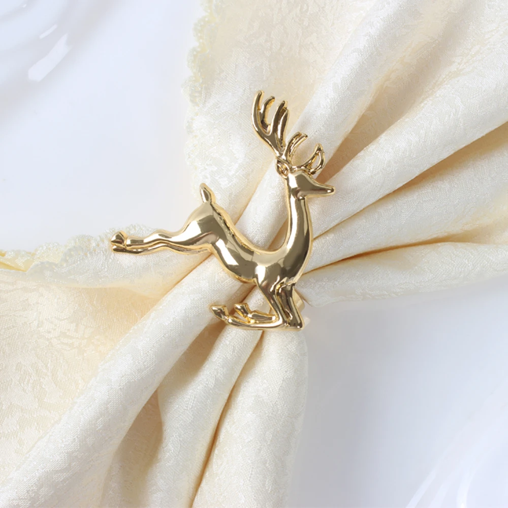 

2pcs/lot Christmas Deer Napkin Alloy Napkin Buckle Wedding Party Napkin Ring Napkin Holder Desktop Decoration