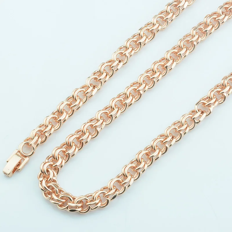 

1pcs 8mm Men Big Necklace Womens Rose Gold Color Double Curb Chain 50cm 60cm 24inch Toggle Lock