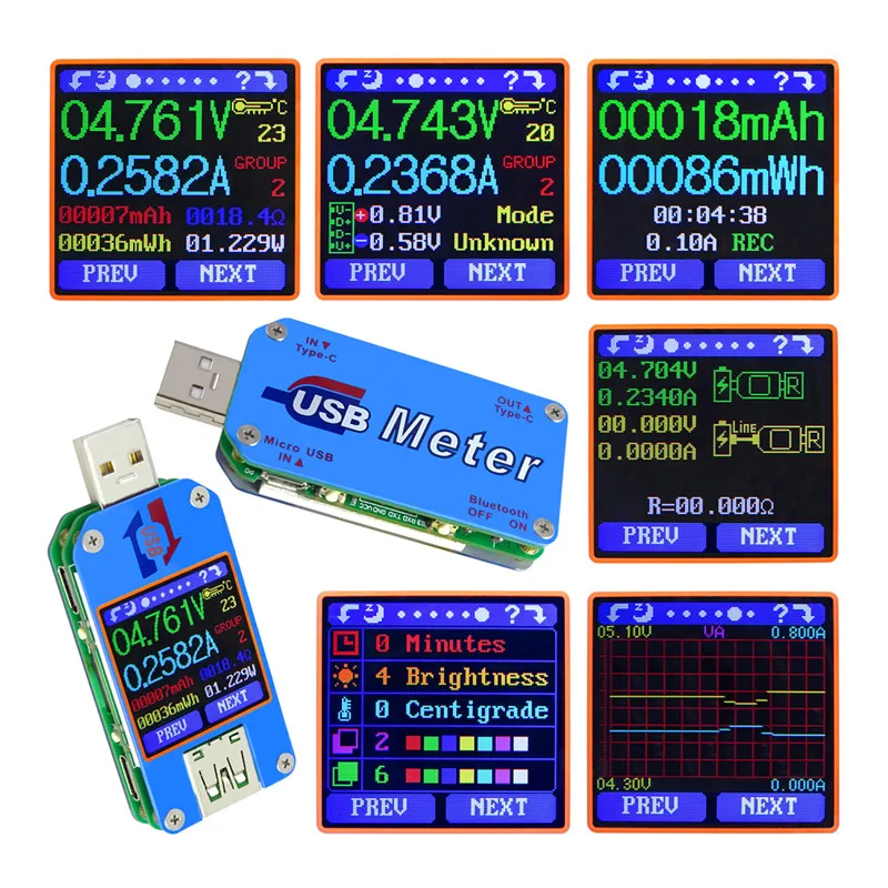 Voltmetro di tipo C amperometro UM25/25C UM24/24C UM34/34C Display LCD a colori DC Volt caricatore rapido amp amperometro Power Bank Detector