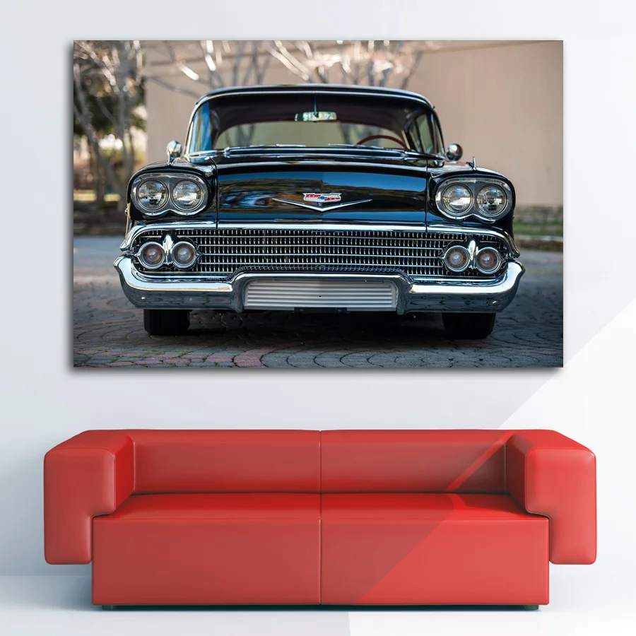 Wall Art Posters Chevy Bel Air Impala Old Vintage Retro Cars Picture Prints Canvas Art Painting For Home Room Decor