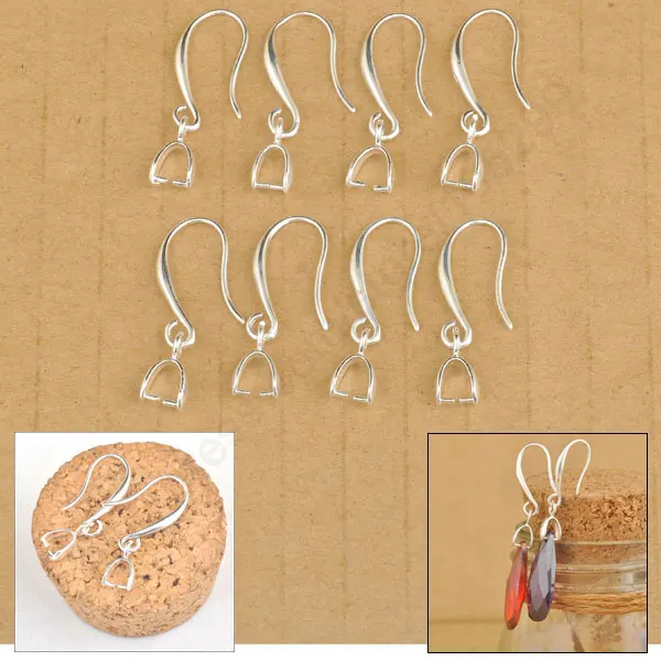 

100Pcs Making Beads Jewelry Findings 925 Sterling Silver Hook Earring Pinch Smooth Earwires Crystal Women Gift