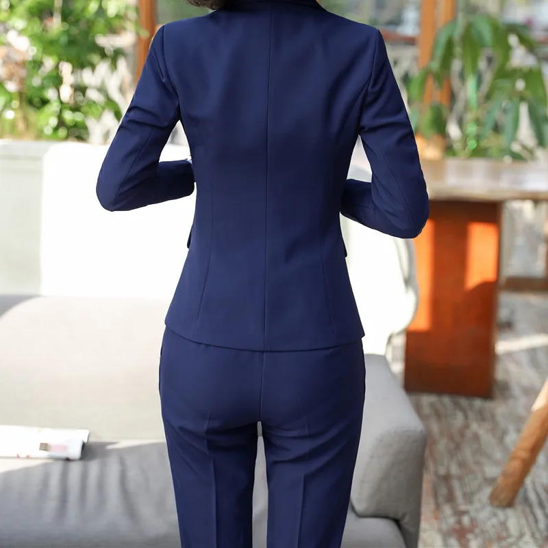 New Fashion Two Pieces Set Women Pant Suits For Office Ladies Long Sleeve Slim Blazer and Trouser Formal Clothes