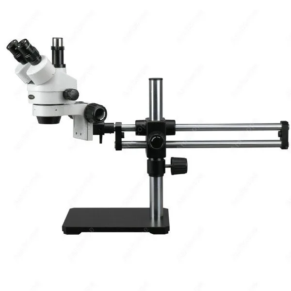 Trinocular Stereo Microscope--AmScope Supplies 7X-90X Trinocular Stereo Microscope on Ball Bearing Boom Stand