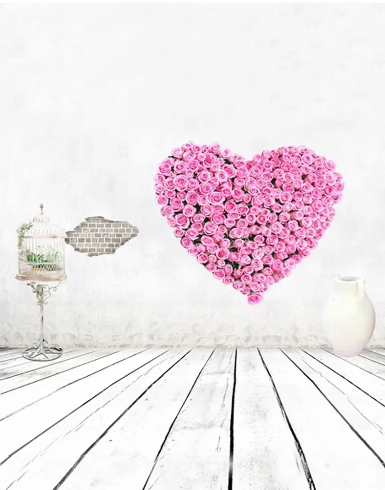 5x7ft pavimento in legno rosa rosa cuore amore fondali fotografia puntelli foto sfondo Studio