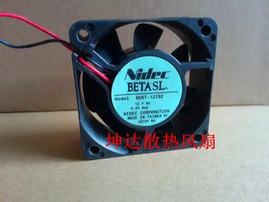 

NIDEC 60*60*25 12V 0.25A D06T-12TS2 6CM 2 wire chassis power supply inverter fan