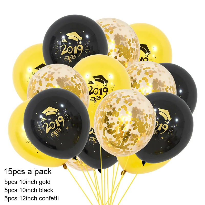 12 Pac/Lot Graduation Confetti Balloons Gold Black Rose Gold Bachelor Hat Latex Progression Party Balloons Supplies