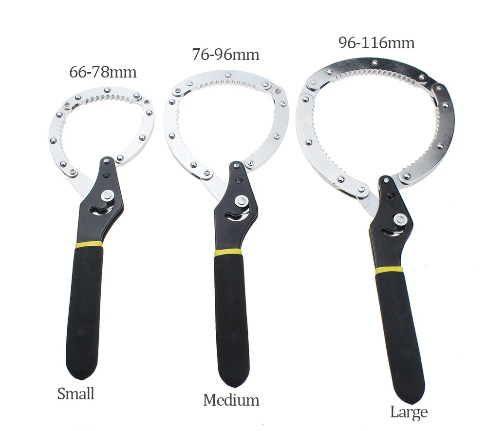 55-75/75-95/95-115mm Carbon Steel Oil Filter Removel Strap Wrench Spanner Car Repair Hand Tool