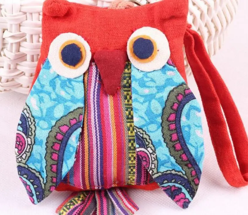 30pcs/lot wholesale ! Lady's Owl Shape Cotton Cloth Small Coin Purse Children Zipper Cute Money Bag Wallet