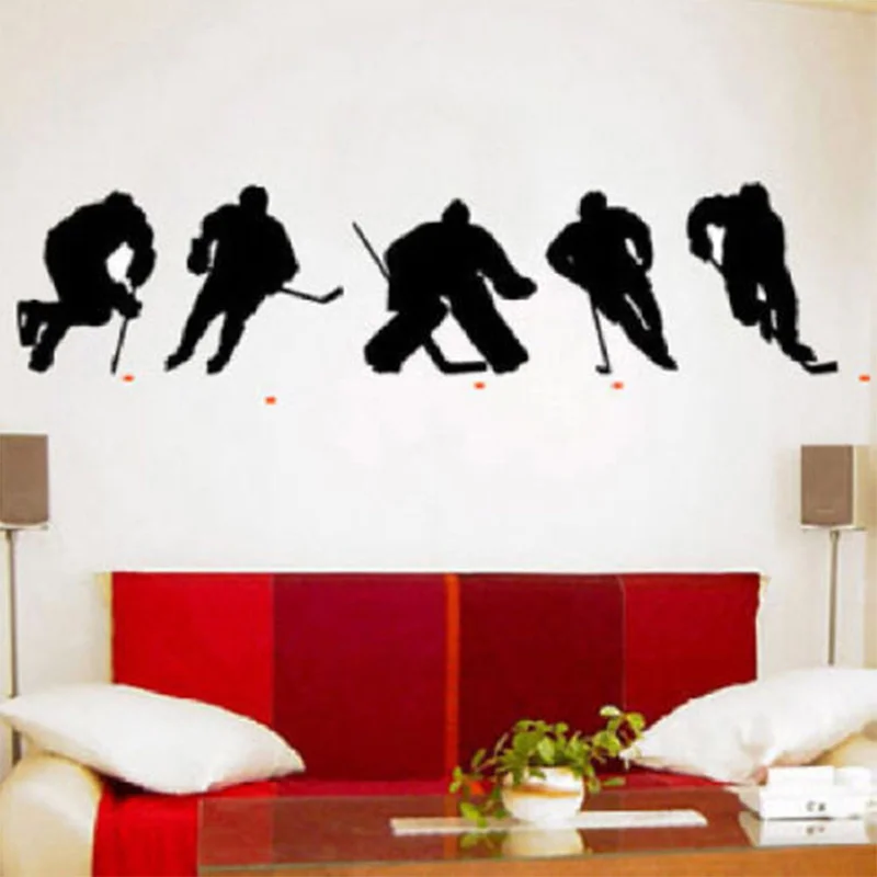 Hot Sale ICE HOCKEY PLAYERS - Wall Decals Stickers Murals Kids (2 Colors) 14x60inch