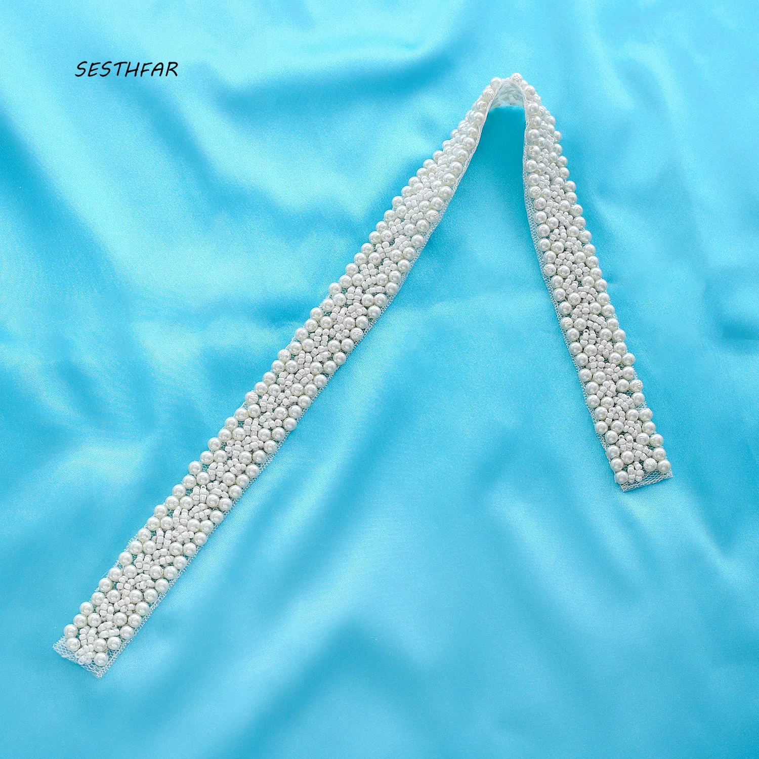 

SESTHFAR Handmade Bridal Gown Belt Rhinestone Applique Sewing On For Wedding Dress Sash Clear Crystal Accessory F164