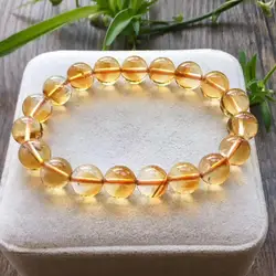 Genuine Natural Citrine Yellow Gemstone Round Beads Bracelet 8mm 9mm 10mm 11mm 12mm Brazil Wealthy Stone Women Men AAAAA