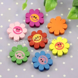 50pcs/lot Wholesale Colorful Lead-free Flower Wood Beads for Bracelet/Necklace 23x23mm (K00302)