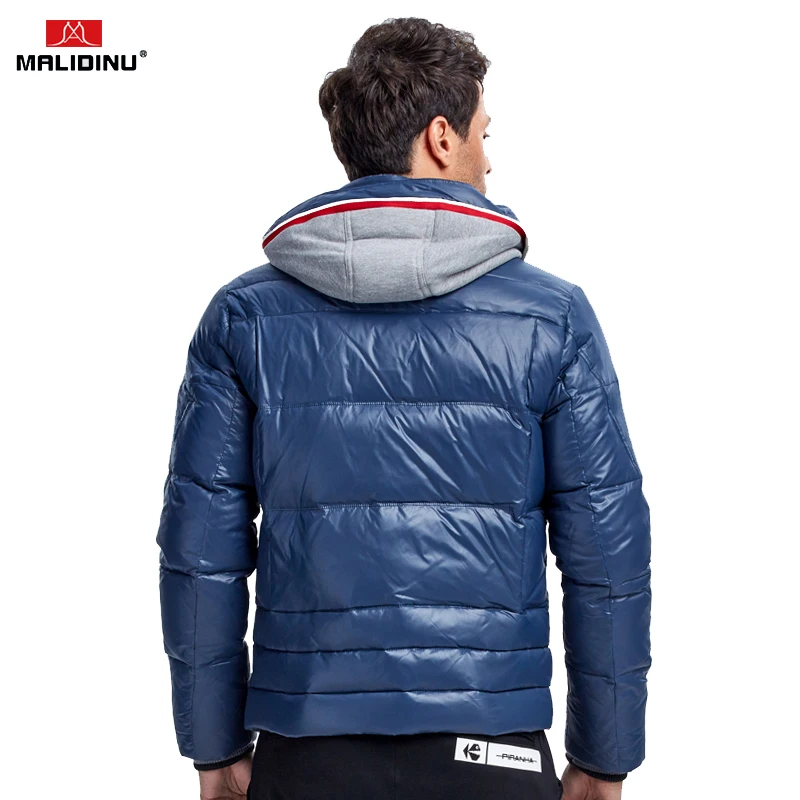 MALIDINU-Chaqueta de plumón para hombre, abrigo grueso de alta calidad, abrigos cálidos con capucha, Parka de plumón de pato blanco 70%, ruso,