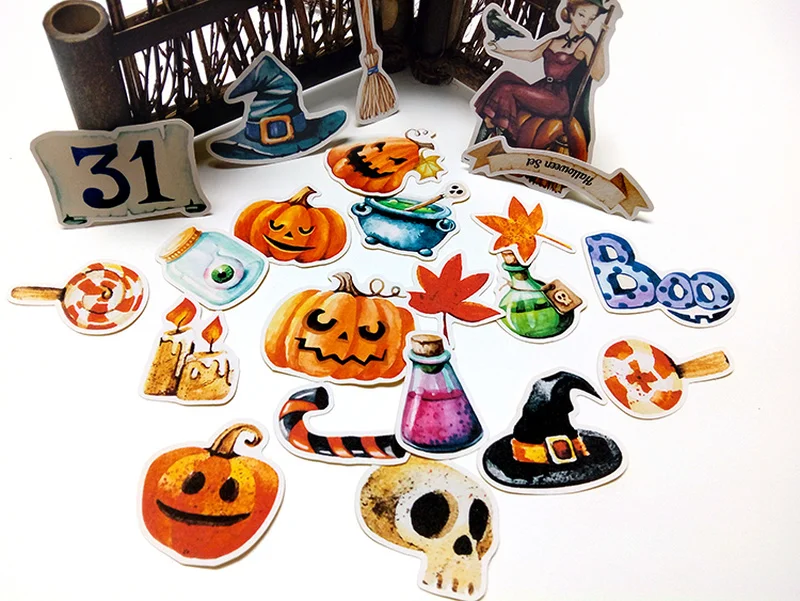 

22pcs cute Halloween stickers for phone car Label Decorative Stationery Stickers Scrapbooking DIY Diary Album toy Sticker