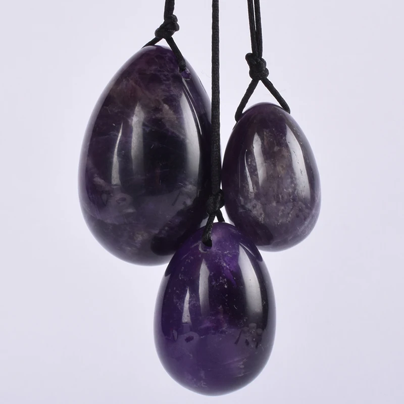 Amethist Ei Yoni Massage Set Crystal Quartz Natuursteen Minerale Bal Kegel Oefening Bekkenbodem Spier Vagina Gezondheidszorg