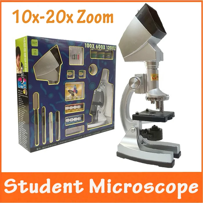 

10X-20X Zoom Christmas Gift Illuminated Educational Children Toy Kids 1200X Microscope with Projector & Light Lamp for Students