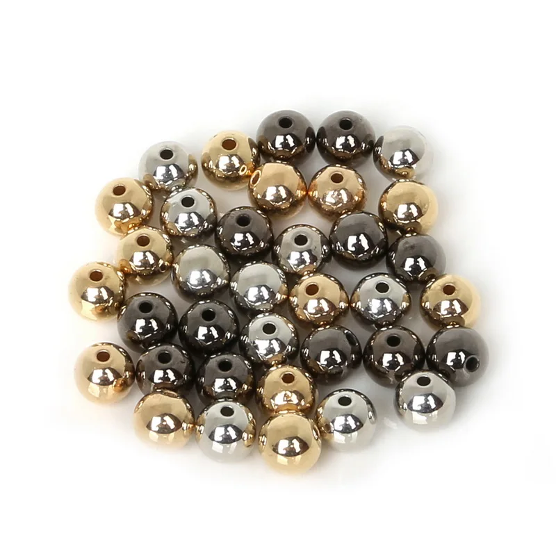 4 6 8 10 12mm 30-300pcs Gold/Gun-Metal Plated CCB Round Seed Spacer Beads For Fashion Jewelry making DIY BSE009