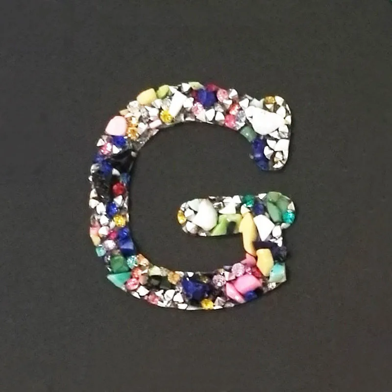 A-C 1PC Color Stone Rhinestone Letters Iron on Patches for Clothing Stripes Clothing Sticker Applique DIY Name Logo Handwork