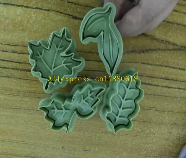 200sets/lot DIY Fun Lovely Tree Leaf style Fondant Baking Cake Cookie Cutter Mold Mould