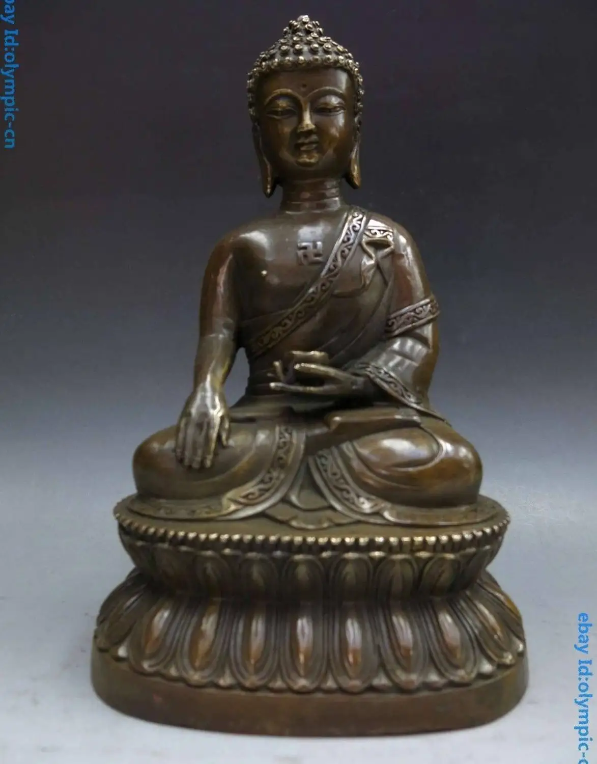 

9" China brass copper fine Buddhism apothecary Medicine Buddha Sculpture Statue