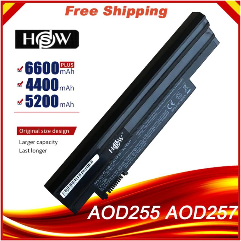 

HSW 6cell Battery For Acer Aspire One 522 722 AO522 AOD255 AOD257 AOD260 D255 D257 D260 fast shipping