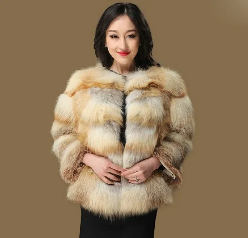 New arrivals genuine red fox fur coat women full leather fox fur jacket luxury winter waistcoats free shipping H455