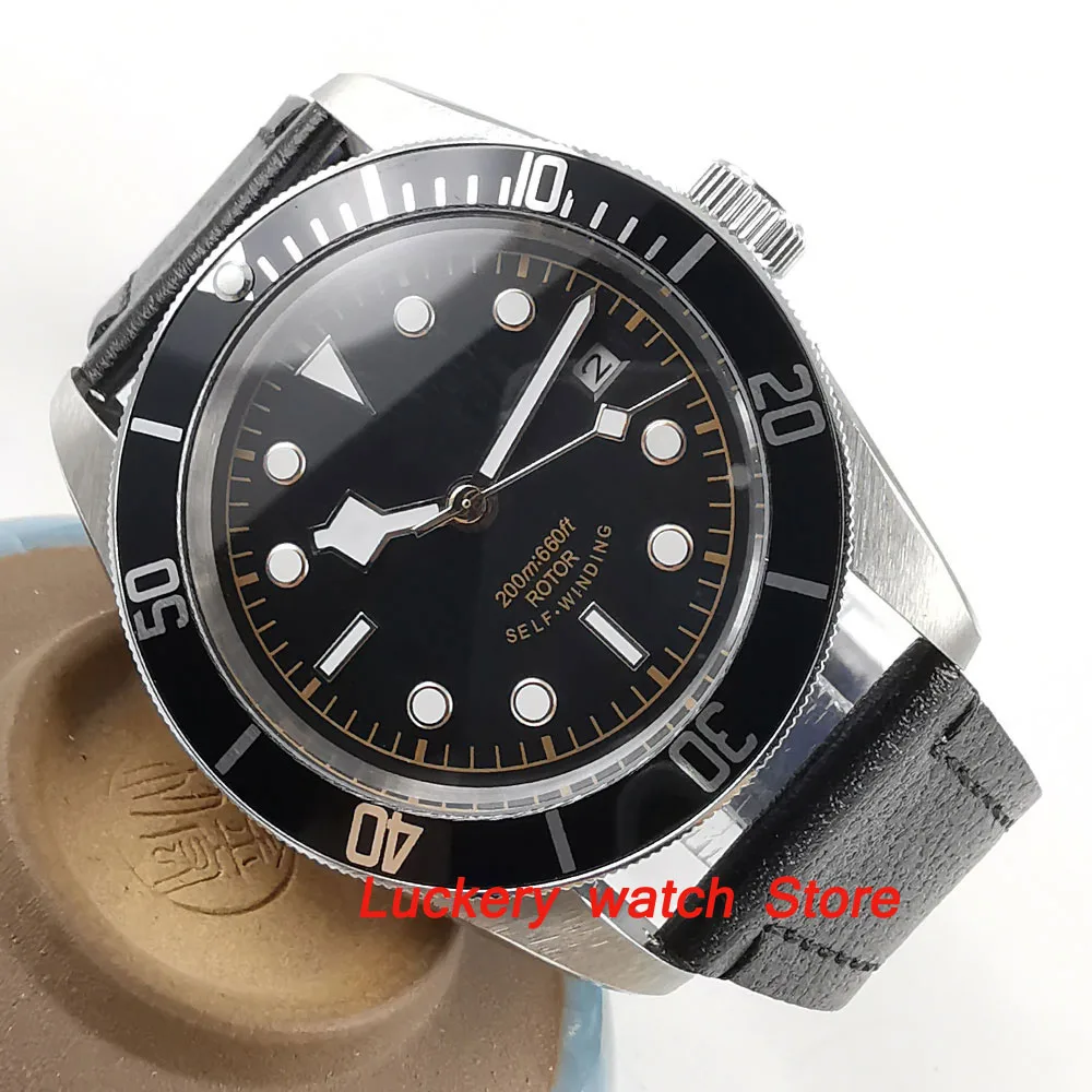 

41mm no logo men's watch black dial black Bezel sapphire glass Automatic Movement watch-CA38